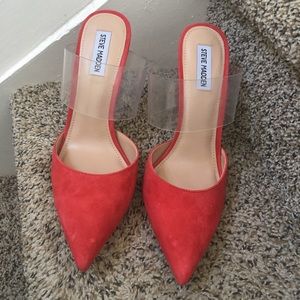 Steve Madden backless red pumps